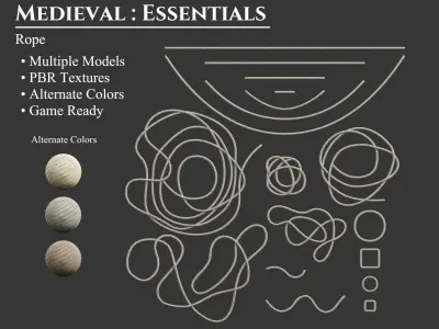 Medieval Essentials Rope Building Set Low-poly 3D model