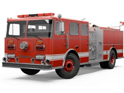 Seagrave Fire Truck Low Poly Bundle 2 3D model