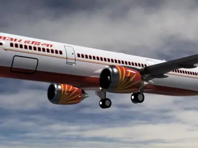 Airbus A321-200 Airindia Livery  Low-poly 3D model