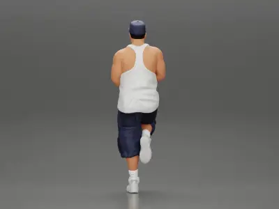 gangster in cap short standing in one leg leaning against car 3D print model
