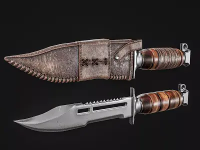 Combat knife with Cover Low-poly 3D model