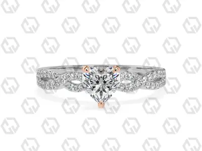 Ring 144 Heart shape twisted shank pave set ring 3D print model