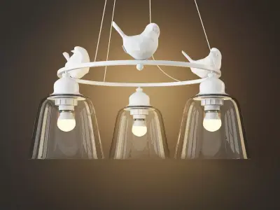 Hanging lamp provence bird chandelier 3 3D model