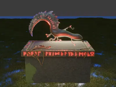 Dark Ritual Scythe  Rune-Engraved 3D Model Low-poly 3D model
