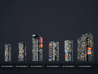 X14 Sci-Fi Futuristic Buildings PBR Vol 2 3D model