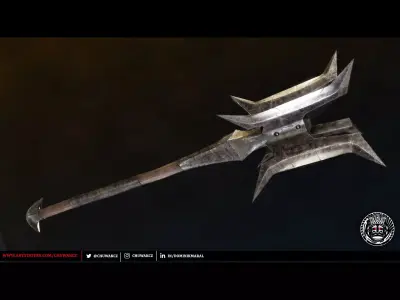 Orc Goblin Worn Iron Mace - fantasy PBR game ready weapon Low-poly 3D model