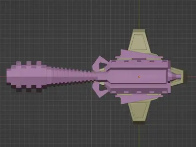 Turret w Cannon Low poly with High Poly Low-poly 3D model