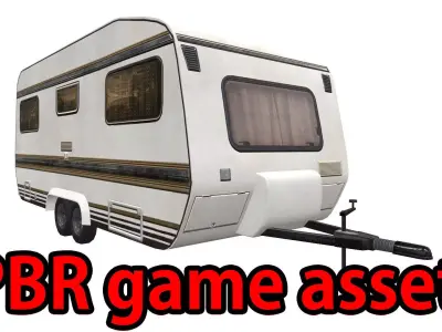 PBR Caravan Lowpoly camper trailer Low-poly 3D model