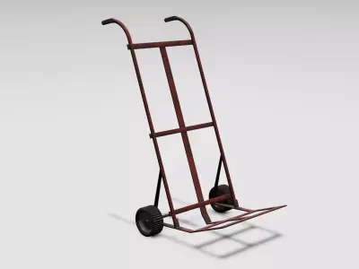 Red Rusted Hand Truck Low-poly 3D model