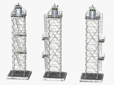 Steel Tower Metal Water Tower lighthouse landmark LODs Low-poly 3D model
