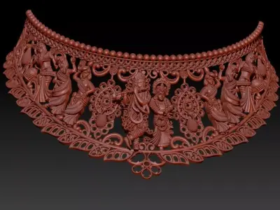 Antique Radha Krishna Choker set 3D print model