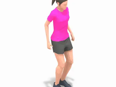 rest Exercise Woman Animation Low-poly 3D model