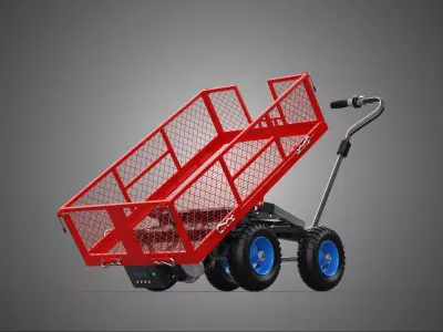 ELECTRIC METAL STEEL GRID WIREMESH NET CAGE CART WAGON TILT BED 3D model
