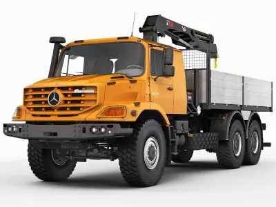 Mercedes Zetros 6X6 Crane 3D model