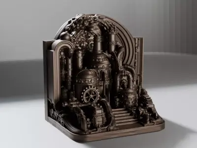 Steampunk Factory Bookend Unscaled 3D print model