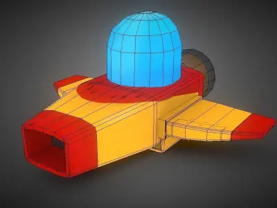 Stylized Spaceship Game Asset Low-poly 3D model