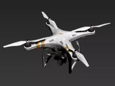 White Four-Rotor Drone 3D model