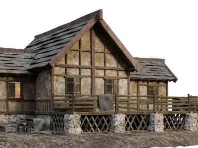 Old House Medieval 19 PBR 4K GameReady Low-poly 3D model