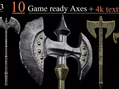 Game Ready Axe PBR Low Poly 03 Low-poly 3D model