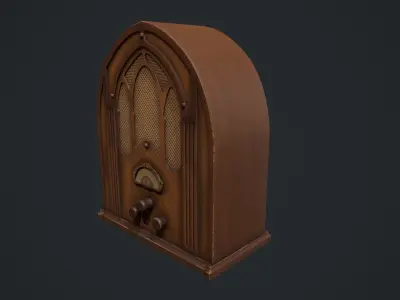 Antique Table Top Cathedral Radio Low-poly 3D model