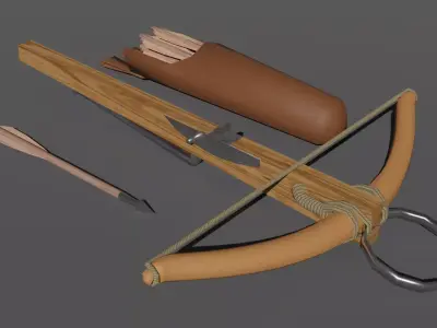 Crossbow bow and arrow Low-poly 3D model