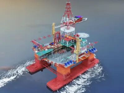 Offshore drilling platform-oil drilling 3D model buy