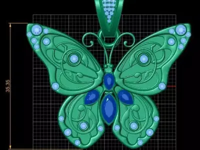 Butterfly Pendant 3D Printable Model 3D print model