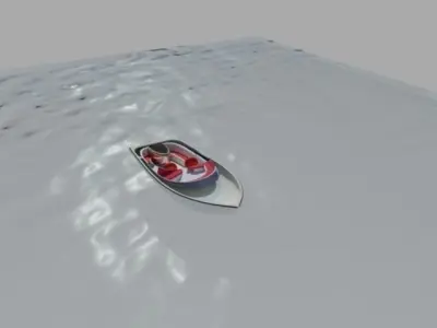 Boat floating in water Free 3D model