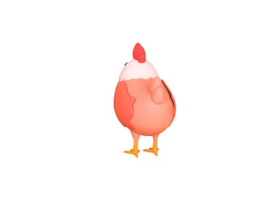 Low-Poly Easter Chicken 01 Low-poly 3D model