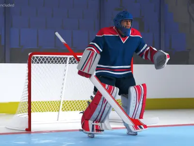  Goalie and Hockey Goal 