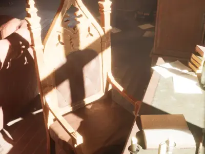 Old desk chair Low-poly 3D model