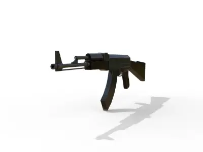 Ak47 low poly 3d midel mwith texture Low-poly 3D model