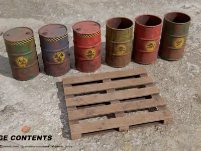 Toxic barrel - 2K Textures Maps 3D model