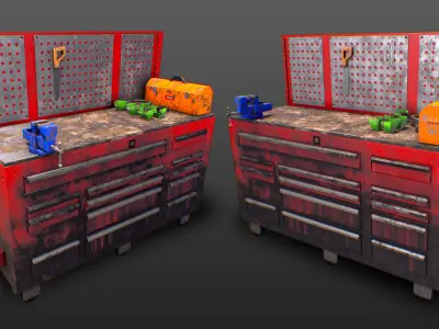 Old Workbench - Game Ready Low-poly 3D model