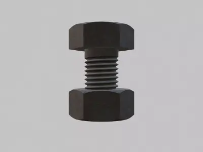 M6 Hex Bolts and Nuts with Rusty Iron Texture Fine Threads 3D model