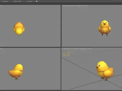 Cartoon chick - little yellow chicken Low-poly 3D model