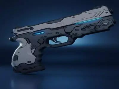 Futuristic Cyberpunk Pistol 3D Model Sci Fi Weapon  Low-poly 3D model