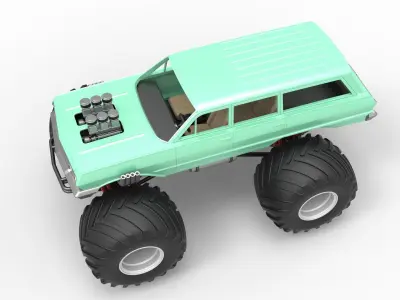 Vintage Monster Truck Scale 1 to 25 3D print model order