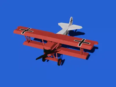 Fokker D VII Low Poly Fighter WWI Low-poly 3D model
