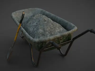 wheel barrow Low-poly 3D model shop