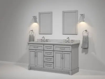 OVE Felix White 60 Brushed nickel 3D model