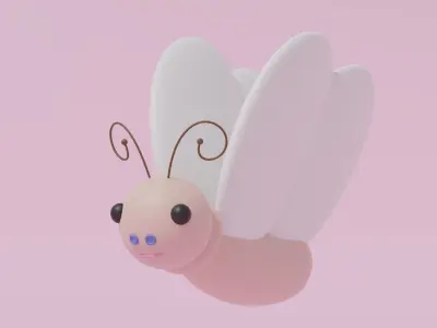 Cartoon Cute Butterfly 6 3D model