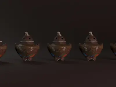 Japanese Vase Photoscan Low-poly 3D model