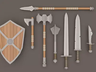 Low Poly Fantasy Weapons Pack Low-poly 3D model