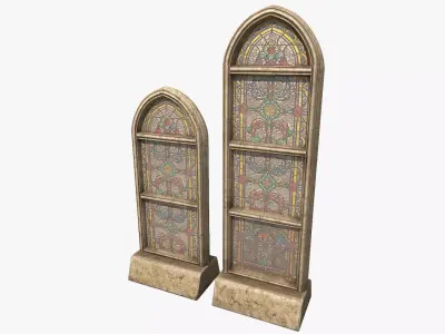 Stained Glass Church Window  Low-poly 3D model