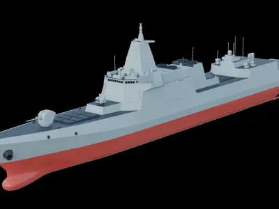 Type 055 destroyer Low-poly 3D model 3D model