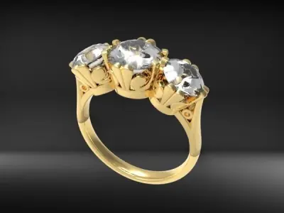Classic Diamond Trilogy Ring 3D print model