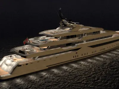 Opari Superyacht Night Scene 3D model
