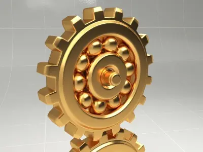 Gear 2 two golden gears 3D model