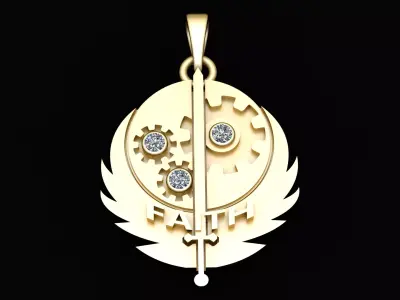 Brotherhood Faith Medallion Sword and Gear 3D Printable Pendant 3D print model